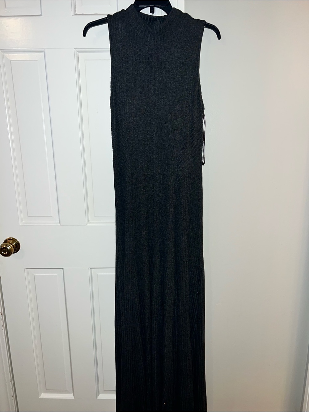 Anthropologie Sleeveless High-Neck Maxi Dress in Charcoal - Picture 3 of 5